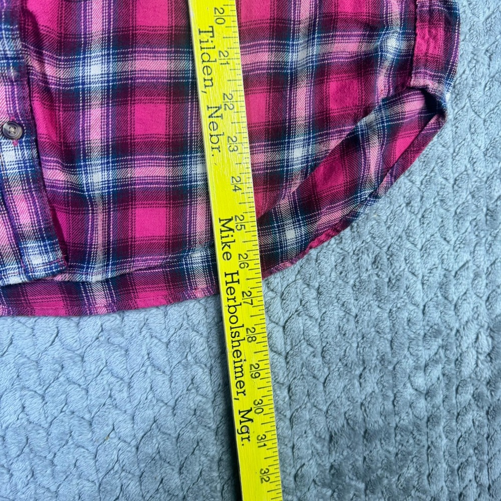 Hollister Womens Pink Plaid Flannel Button Down Shirt Long Sleeve Medium 3W2749 - Picture 6 of 10